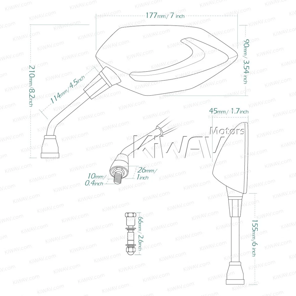 VAWiK LUCIFER Espejo Negro Vástago Alto + Doble LED Secuencial se adapta a Harley Sportster Foto 2 de 4