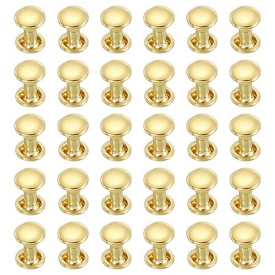 100 Ledernieten doppelt 6x8mm, gold