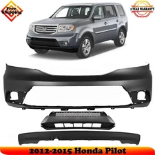 Front Bumper Cover Fascia Paintable & Lower Valance For 2012-2015 Honda Pilot