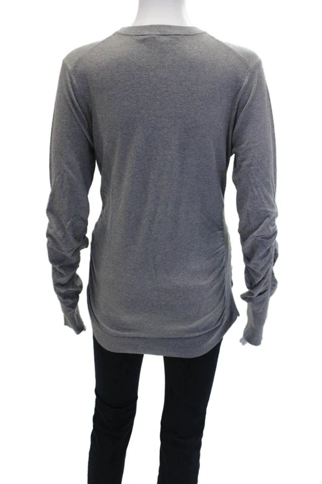 Suéter Pullover Top Gris Montura Mujer Mezcla Seda Acanalado Manga Larga Talla L Foto 3 de 4