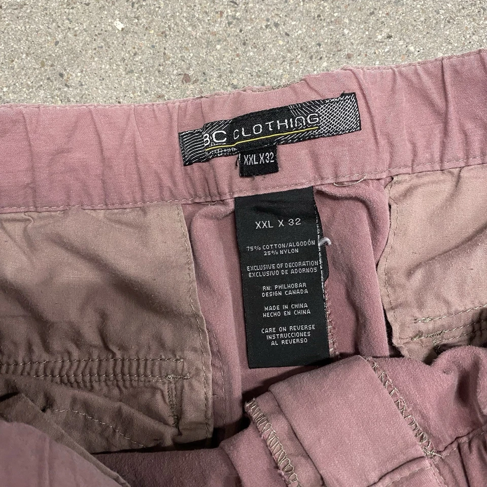 Vintage BC Clothing Cargo Pants Mens 2XL Pink Faded Convertible 90s Y2K - Image 4 of 4