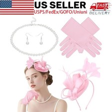 Tea Party Fascinator with Gloves, Ladies Wedding Cocktail Headwear