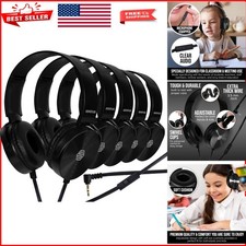 Bulk Pack of 5 On-Ear Headphones  Microphones for Meetings  Learning