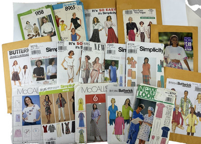 Lot 17 Vtg 1970s-2000s Womens Sewing Patterns Dresses Blouses Pants Suits CUT