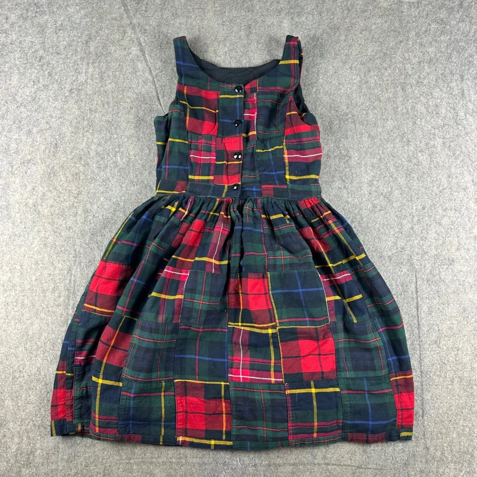 Vestido Polo Ralph Lauren Madras a Cuadros Retazos Sin Mangas Niñas Talla 14 Bolsillos Foto 2 de 4