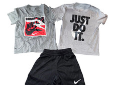 NIKE 3 PC SET Boys Multi-Color Dri Fit Shirts and Mesh Short Active Wear 4-5 YRS