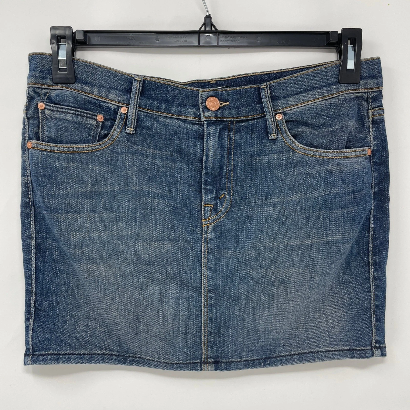 Mother Denim Skinny Not Skinny Mini Skirt Frisco Kid Blue Stretch 9181-118 Sz 27