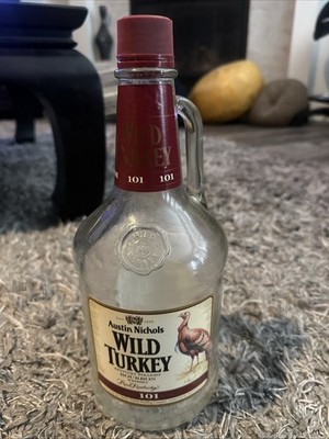Vintage Austin Nichols Wild Turkey 101 Bourbon Bottle w/handle 1.75L Empty