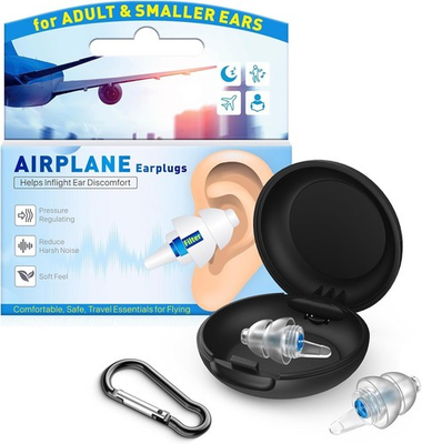#ad Airplane Ear Plugs Pressure Relief Reusable Noise Reduction Travel Comfort for $14.90