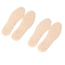 Warm Breathable Beige Kids Shoe Insoles 2 Pairs Imitation Wool Cuttable