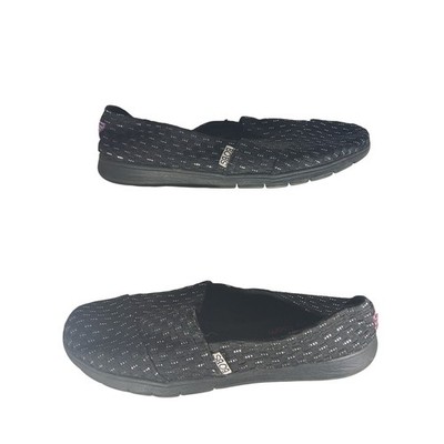 Skechers BOBS Womens Black Silver Dotted Memory Foam Slip On Flats 33614 BBK 9