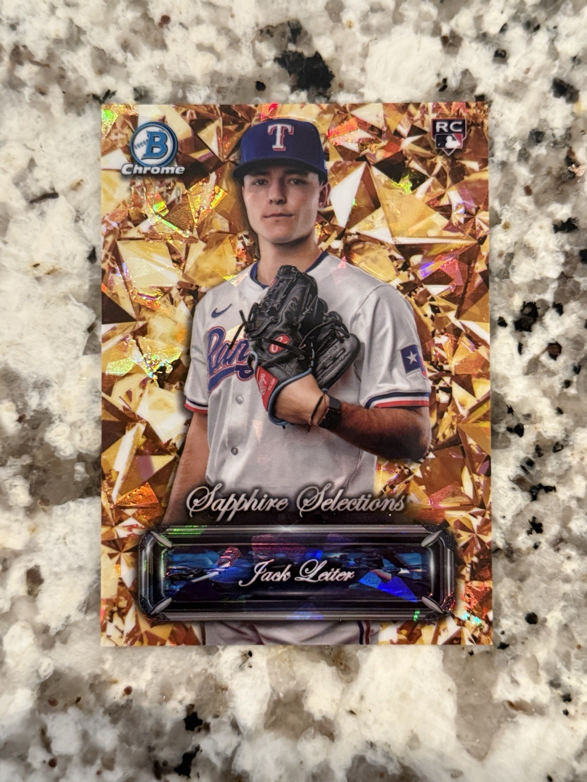 Jack Leiter 2024 Bowman Chrome Sapphire Selections Gold Rookie /50 - Rangers