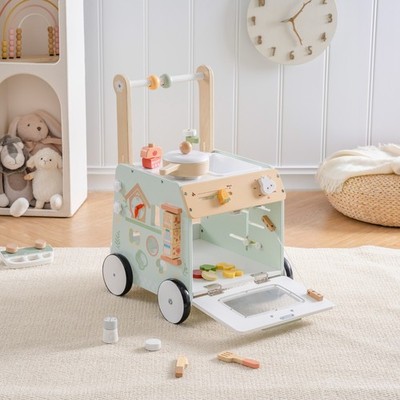 Robud Wooden Baby Push Walker   Montessori Learning Adjustable Toy for Girls Boy