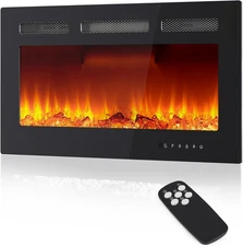 30" Insert Wall Mounted Electric Fireplace Heater 750W/1500W With Remote Control