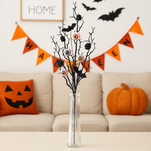 50cm Artificial Eyeball Twig Branch Spooky Fake Plants Home Office Party - Picture 12 of 12