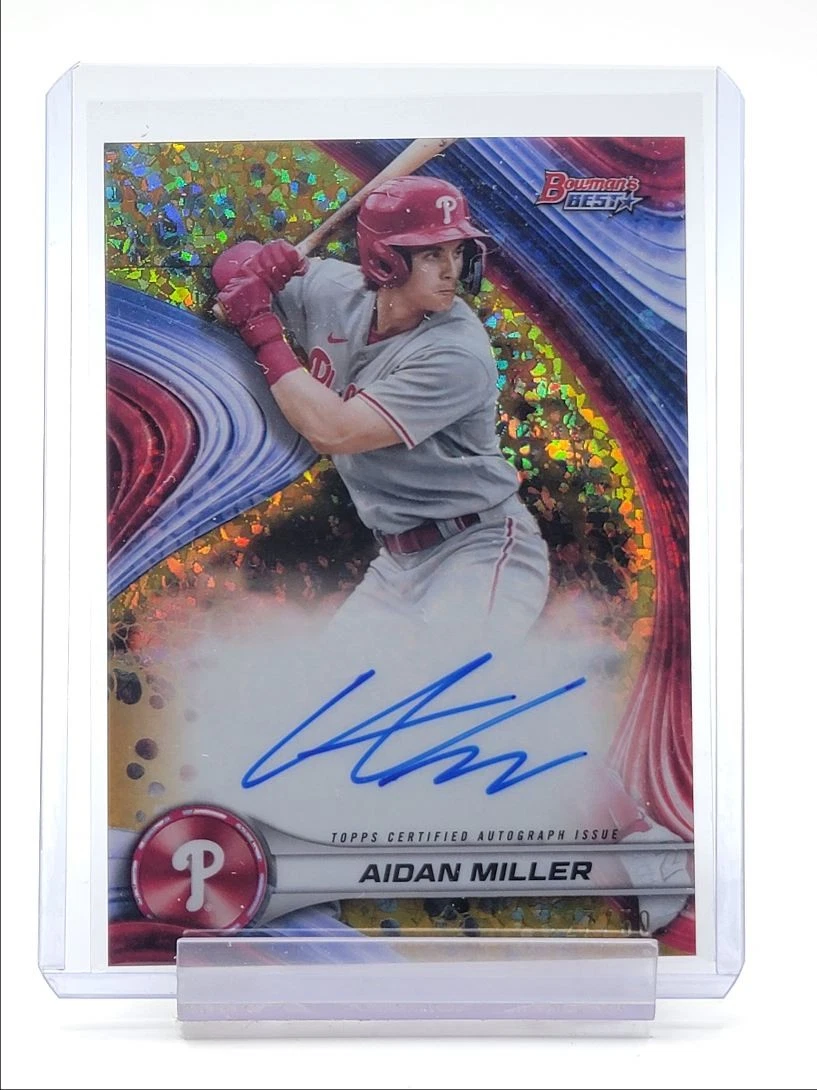 AIDAN MILLER 2024 BOWMAN'S BEST AUTOGRAPH GOLD MINI DIAMOND AUTO /50 Q4034