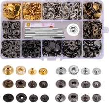 Toututu 120 Sets Leather Snap Fasteners Kit, 12.5Mm Metal Snap Buttons Press