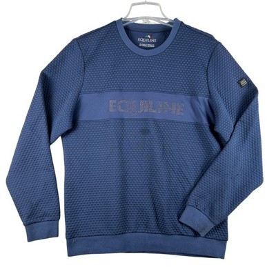 Equiline Sweatshirt Womens 2XL Blue Textured Pullover Rhinestone Logo Equestrian