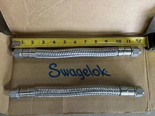 X2 Swagelok SS-316 SWAGELOK 12" STAINLESS STEEL  Braided Line 1/2" Tubing