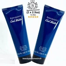 Lot Of 2 ~ Cool Water by Davidoff Shower Gel *ALL - IN - ONE* for Men 2.5 oz NEW