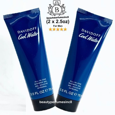 Lot Of 2 ~ Cool Water by Davidoff Shower Gel *ALL - IN - ONE* for Men 2.5 oz NEW