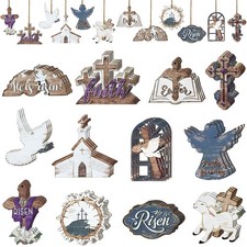 He Is Risen Easter Door Sign Ornament Rustic Christian Wood Hanging Decor 36