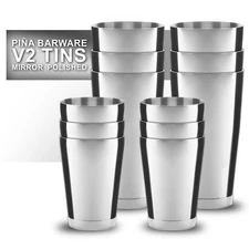 Piña Barware V2 Stainless Commercial Boston Tins - 6-Pack Bar Set / Polished