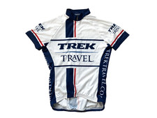 TREK TRAVEL Blue/White USA-MADE CYCLING JERSEY Bike Racing Gym Shirt Women's XS