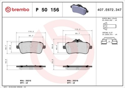 BREMBO Bremsbelagsatz Scheibenbremse PRIME P 50 156 für MERCEDES GLE C292 GLS GL