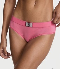 Victoria's Secret VS Logo Cotton Hiphugger Panty Bling Patch Pink Rose Medium
