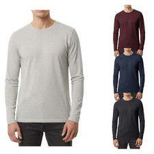 Mens T Shirts Long Sleeve Gym Basic Longline Cotton Soft Pullover Everyday Top