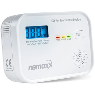 NEMAXX Détecteur de CO Détecteur de monoxyde de carbone 85dB écran LCD et pile 10 ans