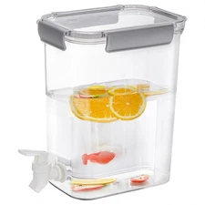 Drink Dispenser Plastic 1.2 Gallon w Spigot Lock Lid for Iced Tea Parties