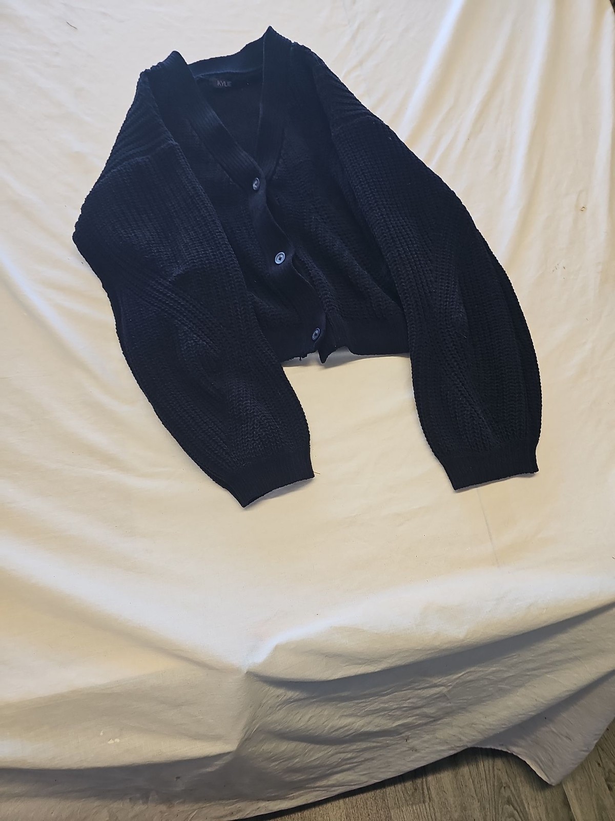 Kylie Jenner Collection Black Cropped Chenille Cardigan approx s10 X878 image 3