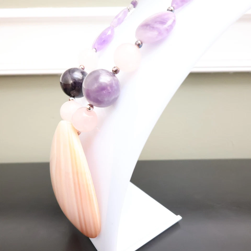 Collar Jay King Mine Finds declaración concha cuentas semipreciosas plata de ley Foto 3 de 4