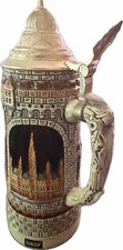 Rare Vintage German BASF Original King Lidded Stein Wien Cathedral Architectural