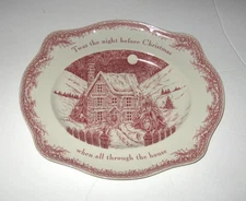 Noble Excellence Large Twas The Night Before Christmas Red Transferware Platter