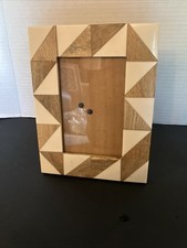 Natural Wood Mosaic Picture Frame. Holds 4x6. 5x8 Overall. Nice 