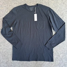 Outerknown Shirt Mens Medium Blue Ink Long Sleeve Pocket Organic Pima Cotton