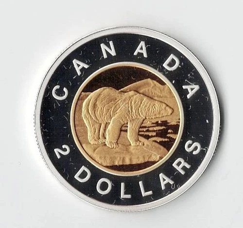 2014 CANADA SILVER PROOF 2 DOLLARS TOONIE GOLD PLATED - BU