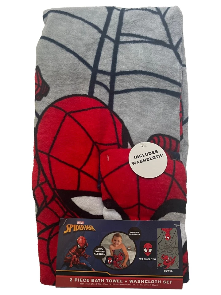 Juego de toallas y paños de baño de algodón Spider-Man, 2 piezas Spiderman Foto 2 de 2