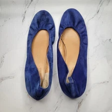 Coach And Four Ballet Flat Women 9M Blue Suede Leather Slip On Shoes Round Toe