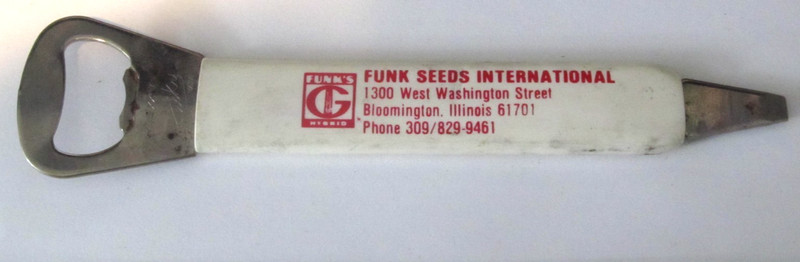 Vintage Funk Feed Seed International Bloomington, Illinois IL Bottle Opener