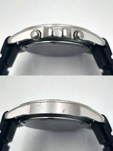 Seiko Chronograph Diver Watch 100M Quartz Model 7T92-0DX0 Black Silver Tone - Picture 6 of 9
