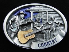 RD11110 VINTAGE 1986  COUNTRY MUSIC  COMMEMORATIVE PEWTER BELT BUCKLE