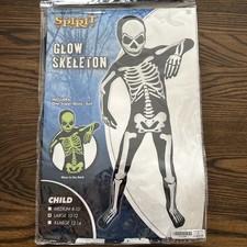  NEW CHILD YOUTH BOY GIRL SKULL SKELETON GLOW-IN-THE-DARK HALLOWEEN COSTUME L