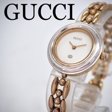 252 GUCCI Watch Changeable Bezel Gold Ladies Silver Rare