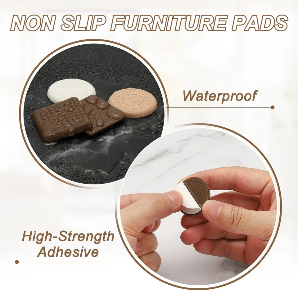 Almohadillas antideslizantes para muebles de 1,6 pulgadas, 8 piezas tazas redondas de goma, blancas Foto 4 de 4