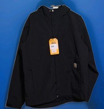 Carhartt Rain Coat M Black Men Hooded Loose Fit Full Zip Storm Defender
