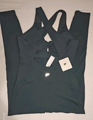 Fabletics Twist Front Oasis Jumpsuit 7/8 Small PureLuxe Storm Slate. Retail $99